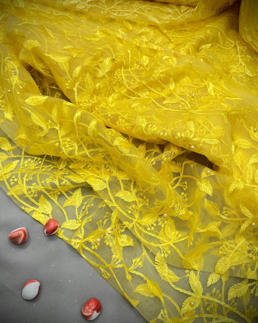 Moti Net Work Yellow Colour 42 Inches Width