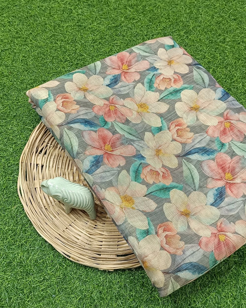 Printed Zari-Digital Grey Colour 42 Inches Width