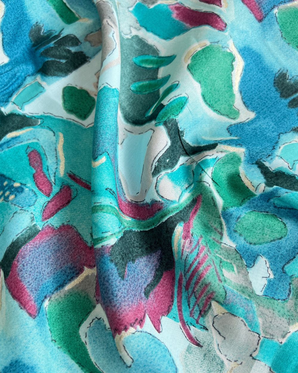 Printed Muslin (Foil) Turquoise Colour 45 Inches Width