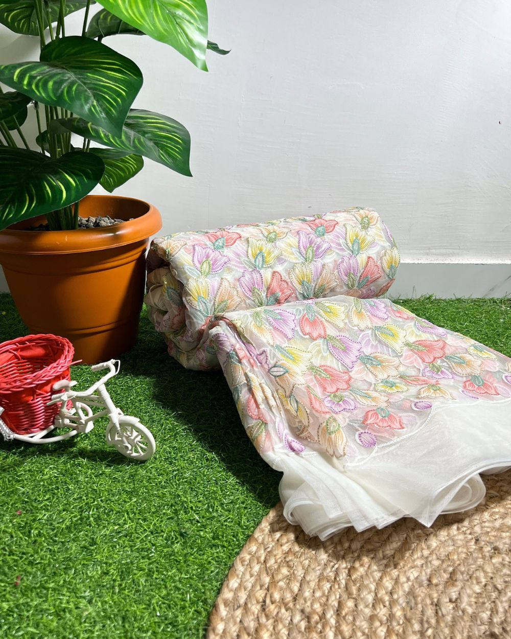 Imported Korean Net Work Multicolor 57 Inches Width