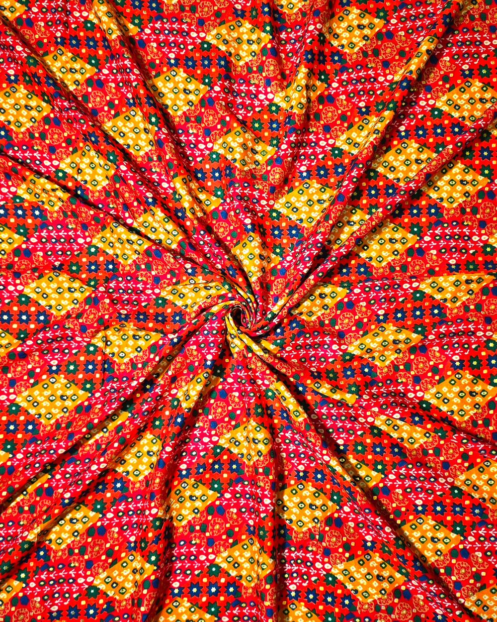 Rayon Foil Print Red Colour 45 Inches Width