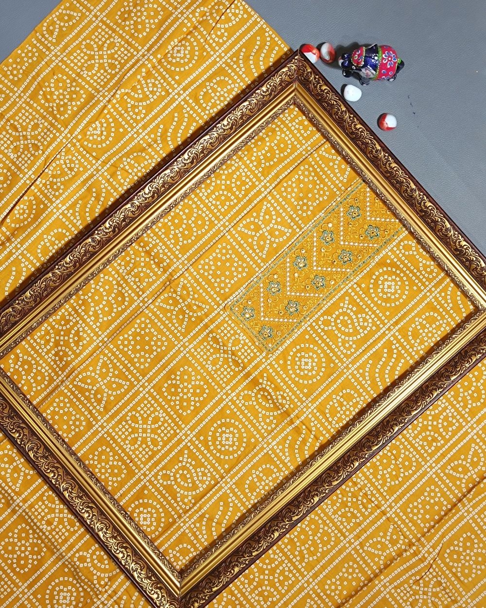 Printed Cotton Unstitched Top Pattern Mustard Yellow Colour 44 Inches Width