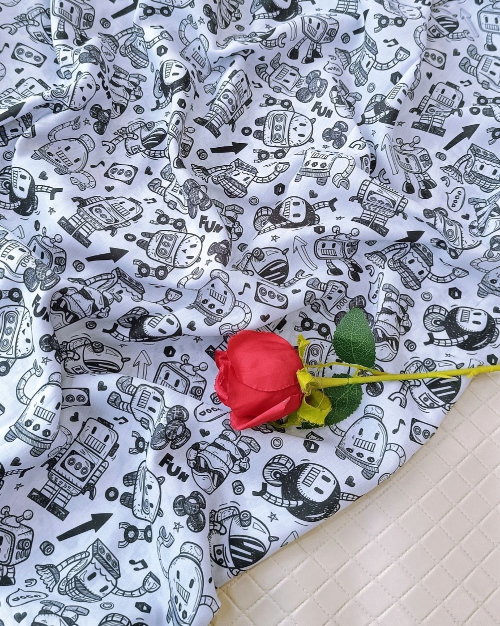 Soft Cotton with Kids Print (Baby/Nursery) Light Grey Colour 44 Inches Width