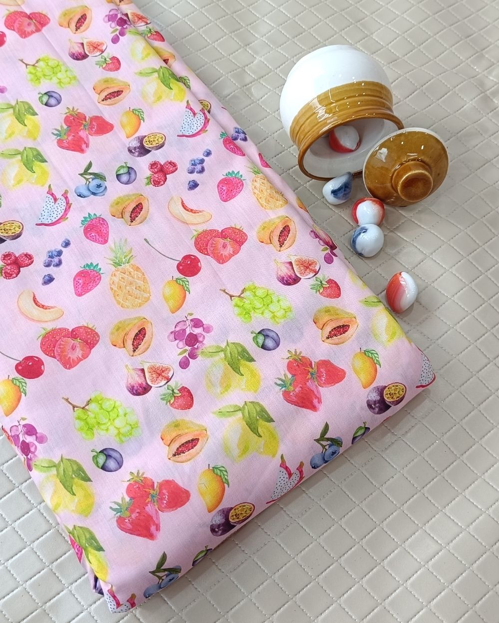 Soft Cotton with Kids Print (Baby/Nursery) Baby Pink Colour 44 Inches Width