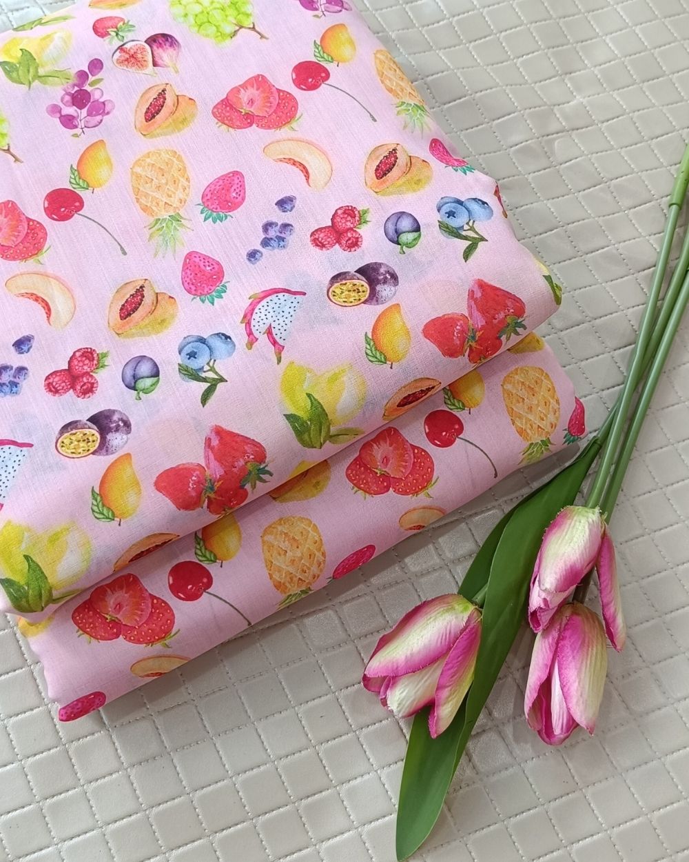 Soft Cotton with Kids Print (Baby/Nursery) Baby Pink Colour 44 Inches Width