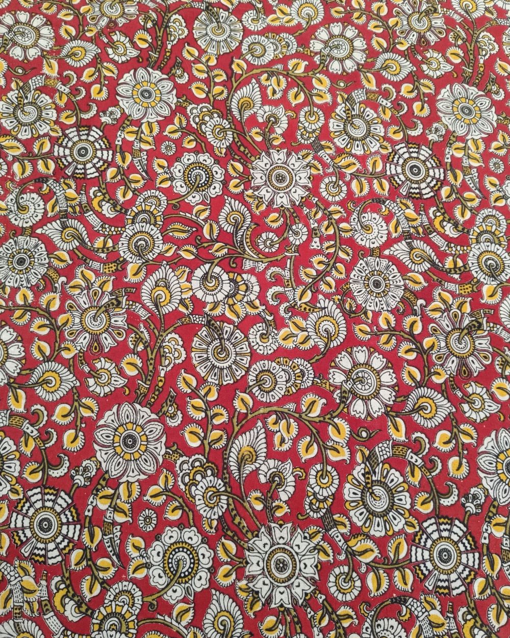 Hand Block Printed Cotton Kalamkari Maroon Colour 46 Inches Width