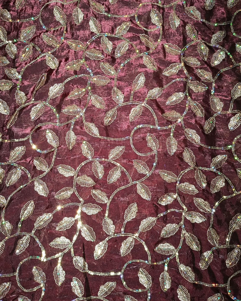 Space Silk Work Dark Maroon Colour 42 Inches Width