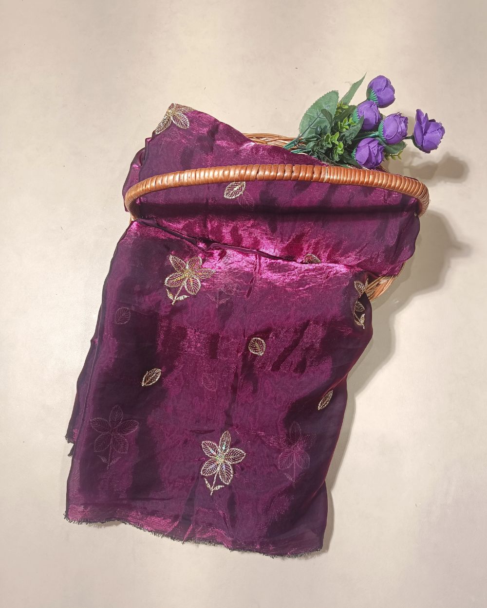 Space Silk Work Magenta Purple Colour 47 Inches Width