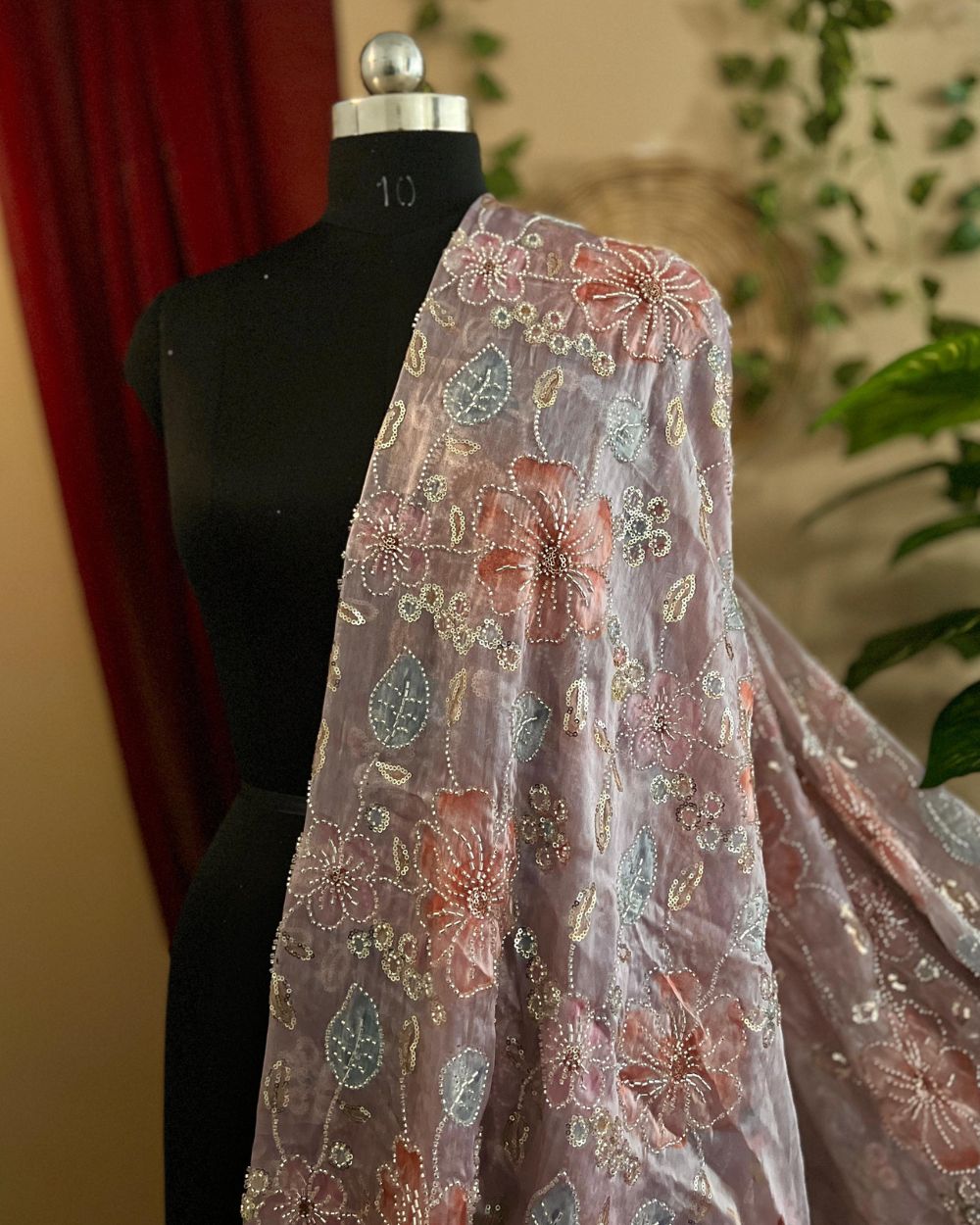 Premium Organza Work Onion Pink Colour 50 Inches Width