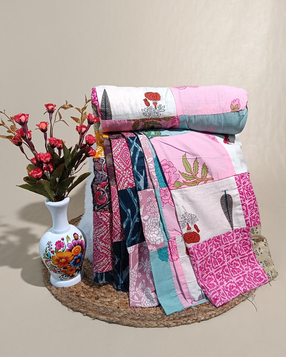 Printed Cotton  Patchwork Quilt Multicolor 42 Inches Width