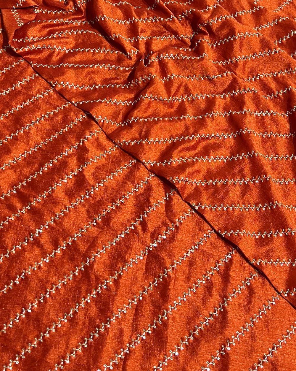 Vichitra Silk Work Burnt Orange Colour 44 Inches Width