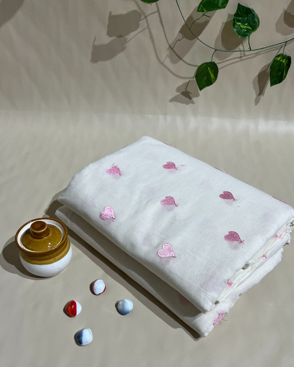 Kora Cotton Work Baby Pink Colour 42 Inches Width