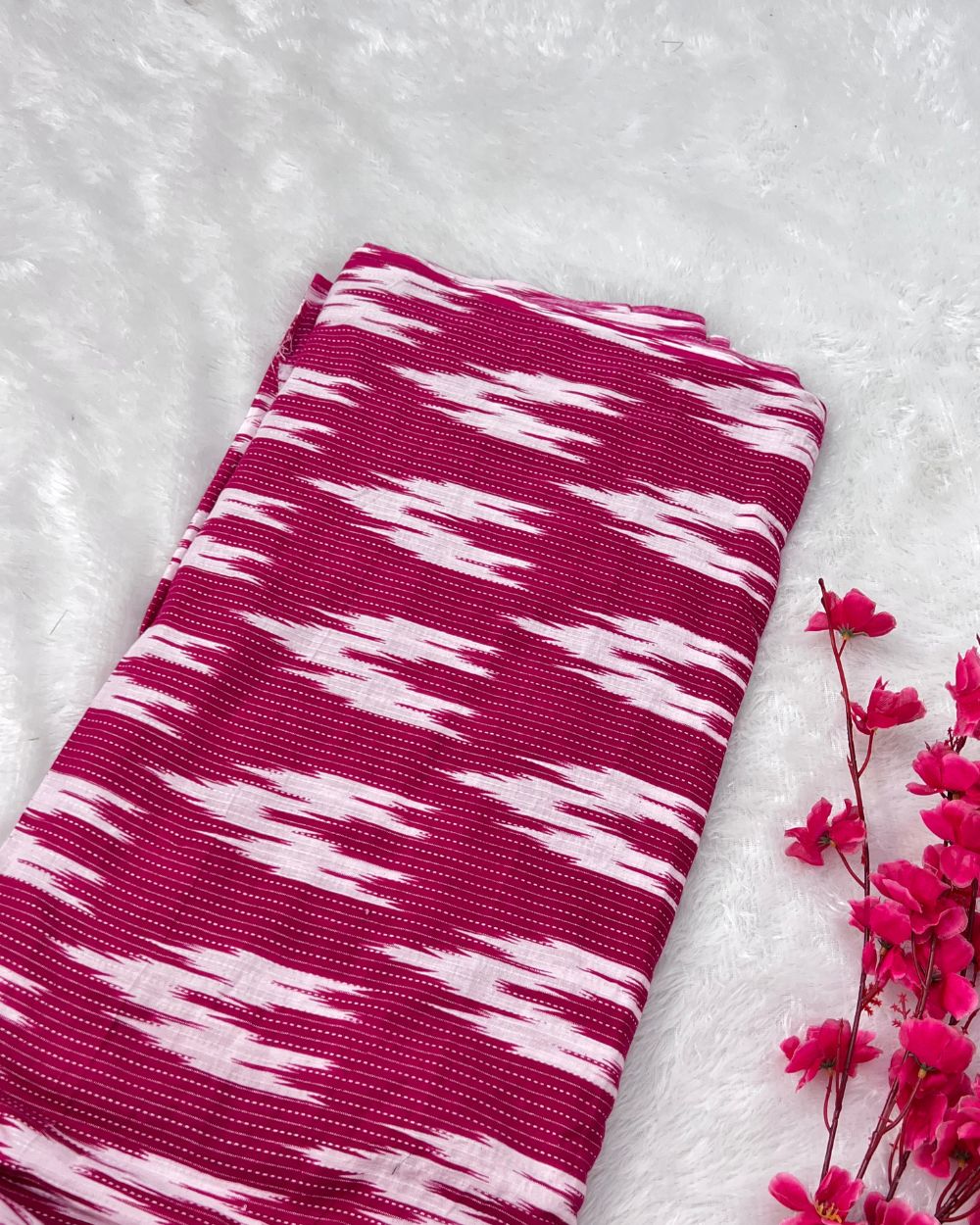 Printed Cotton Kantha Work Dark Pink Colour 42 Inches Width