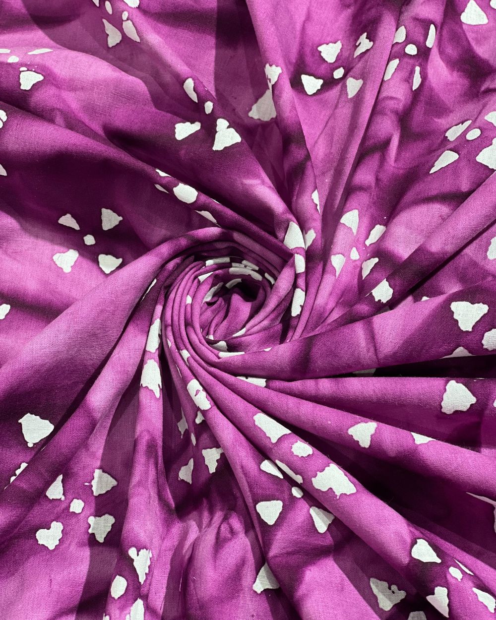 Cotton Hand Blocked Wax Batik Print Purple Colour 45 Inches Width