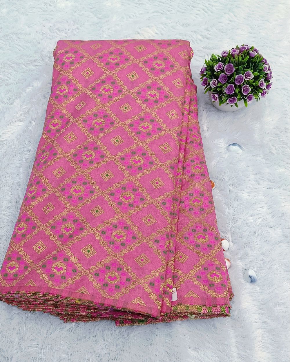 Banarasi Pink Colour 44 Inches Width