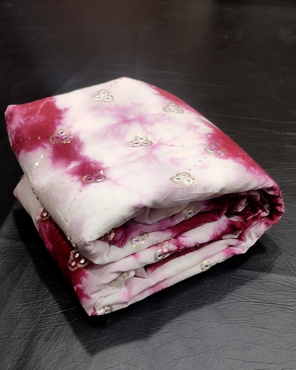 Chanderi Work Shibori Print Maroon Colour 44 Inches Width
