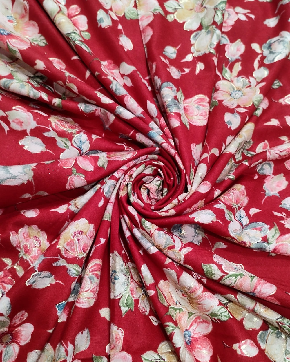 Rayon Foil Digital Print Red Colour 43 Inches Width