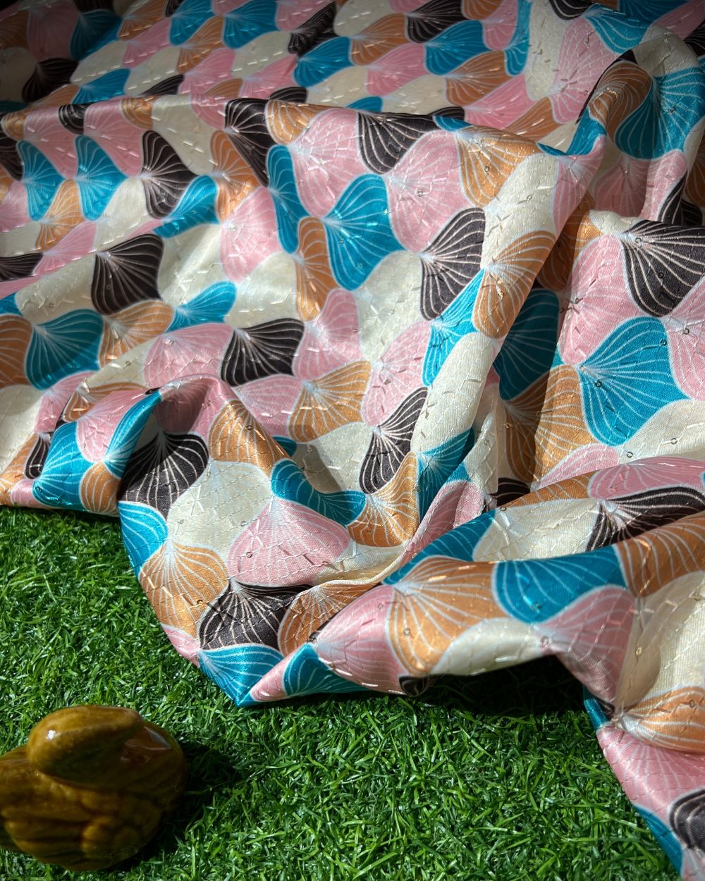 Silk Crochet Work Multicolor 42 Inches Width