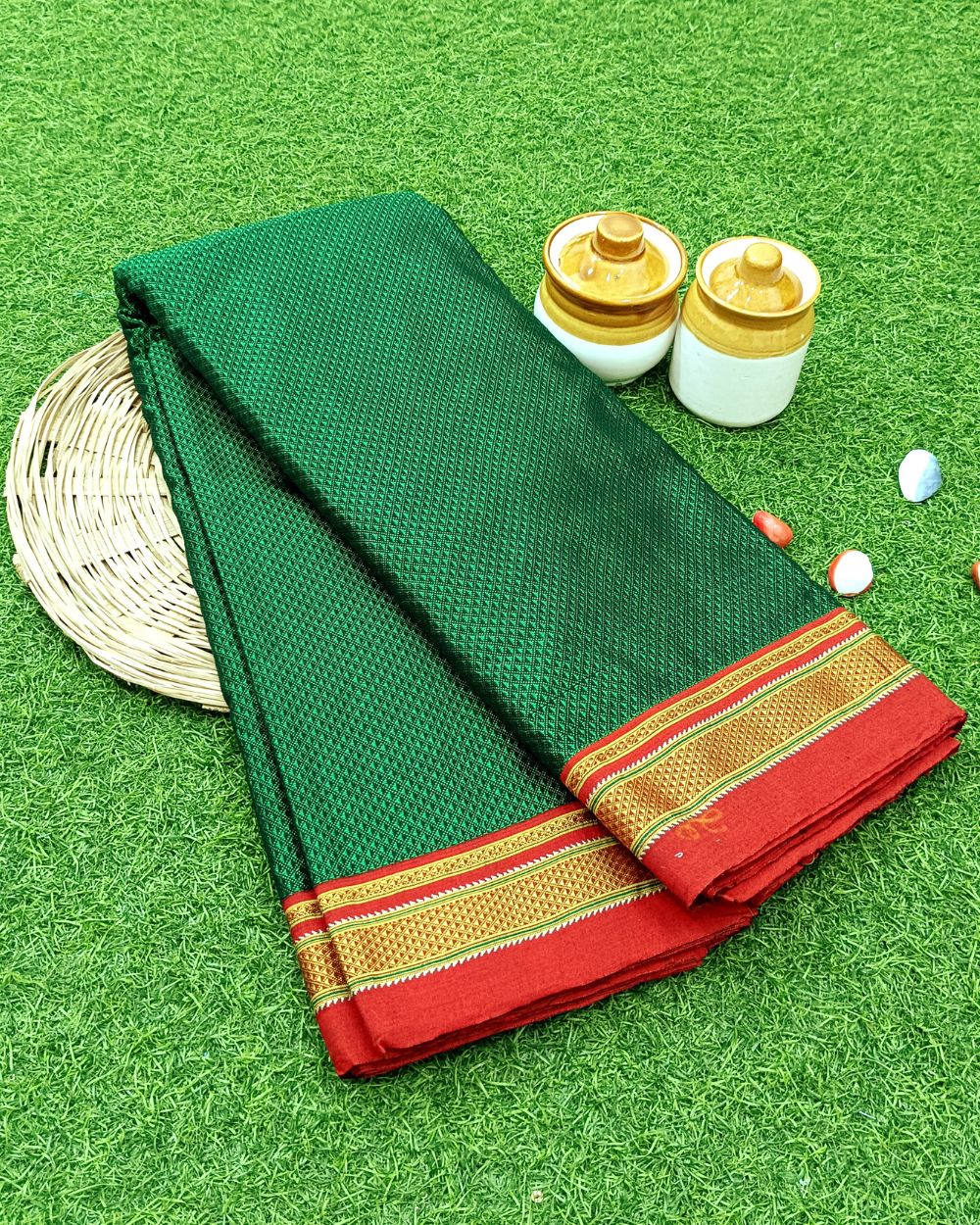 Cotton Khun Dark Green Colour 36 Inches Width