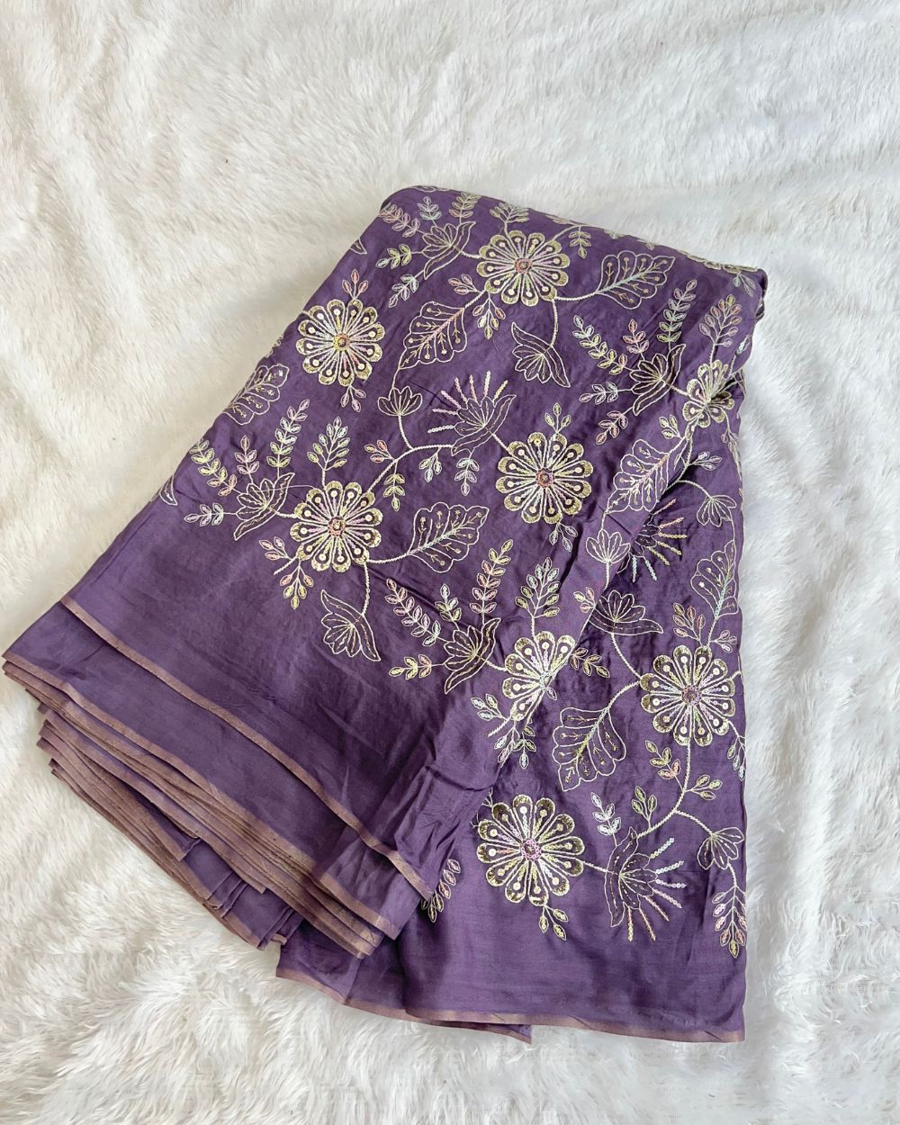 Upada Work Grape Colour 44 Inches Width