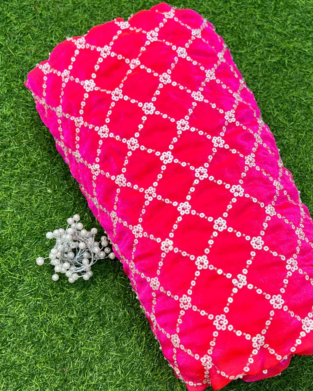 Space Silk Work Pink Colour 42 Inches Width