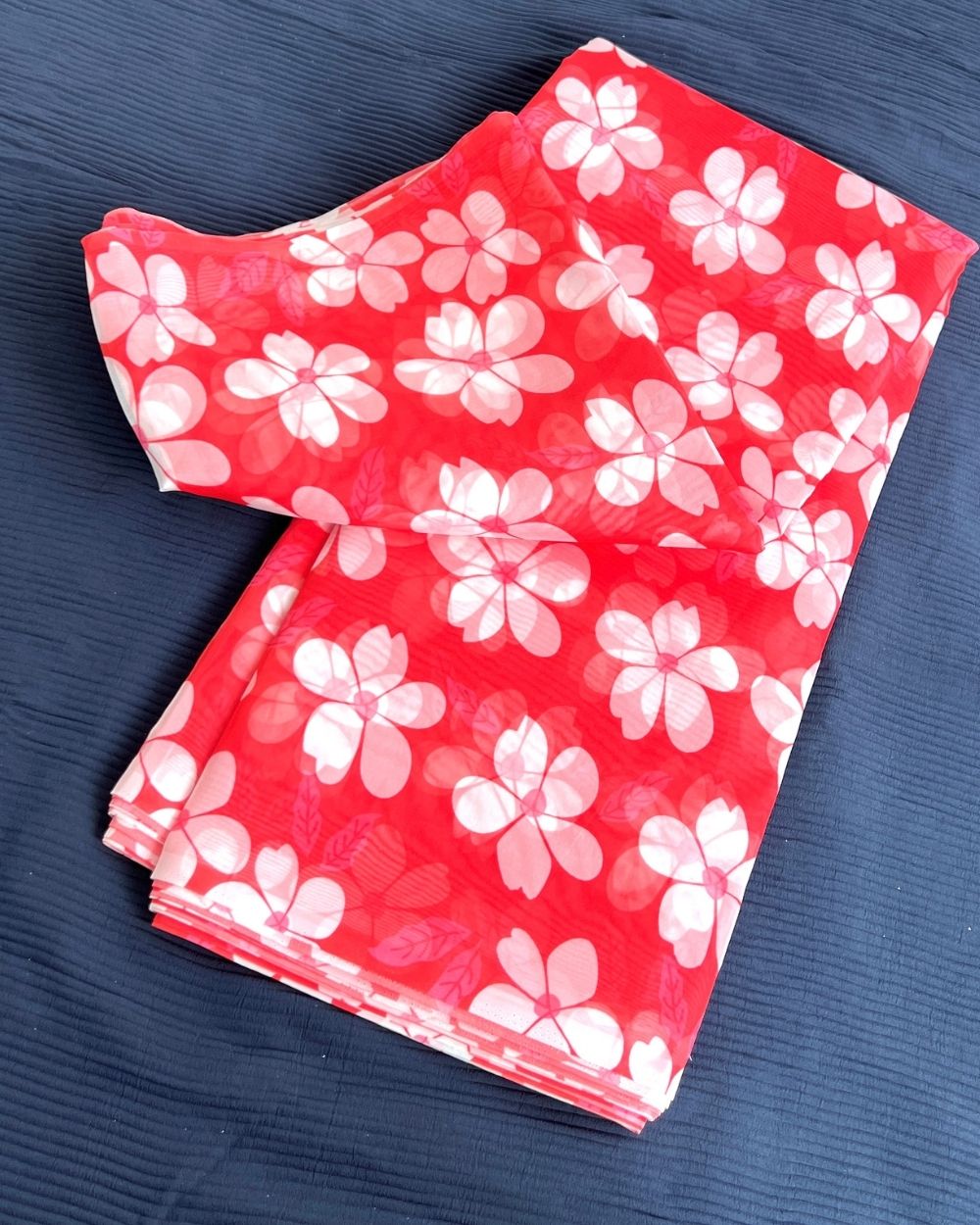 Premium Printed Organza Red Colour 42 Inches Width