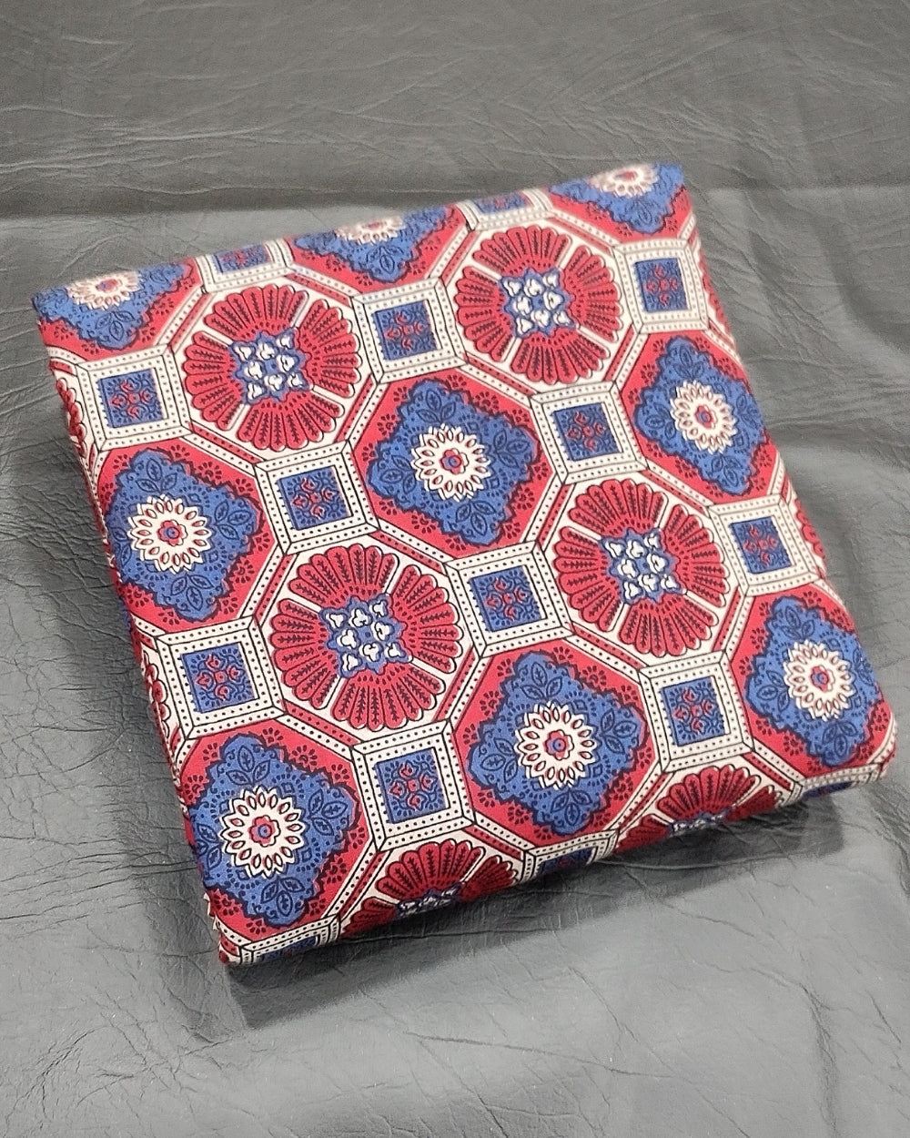 Ajrakh Cotton Natural Dye Block Printed Red Colour 43 Inches Width