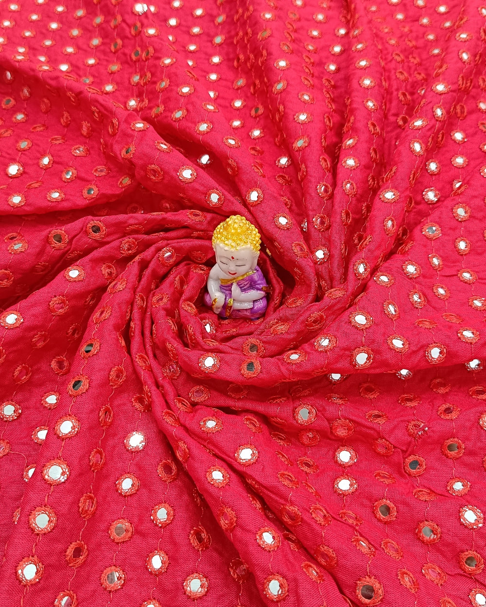Rayon Abla Work Red Colour 42 inches width