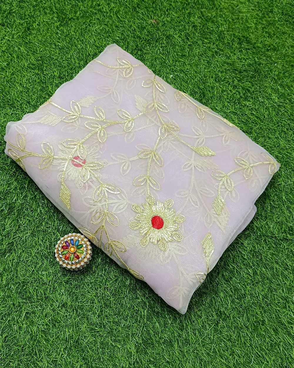 Organza Gotapatti Work Lavender Colour 44 Inches Width