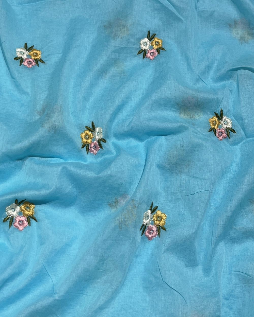 Mal Cotton with Thread Work Sky Blue Colour 42 Inches Width