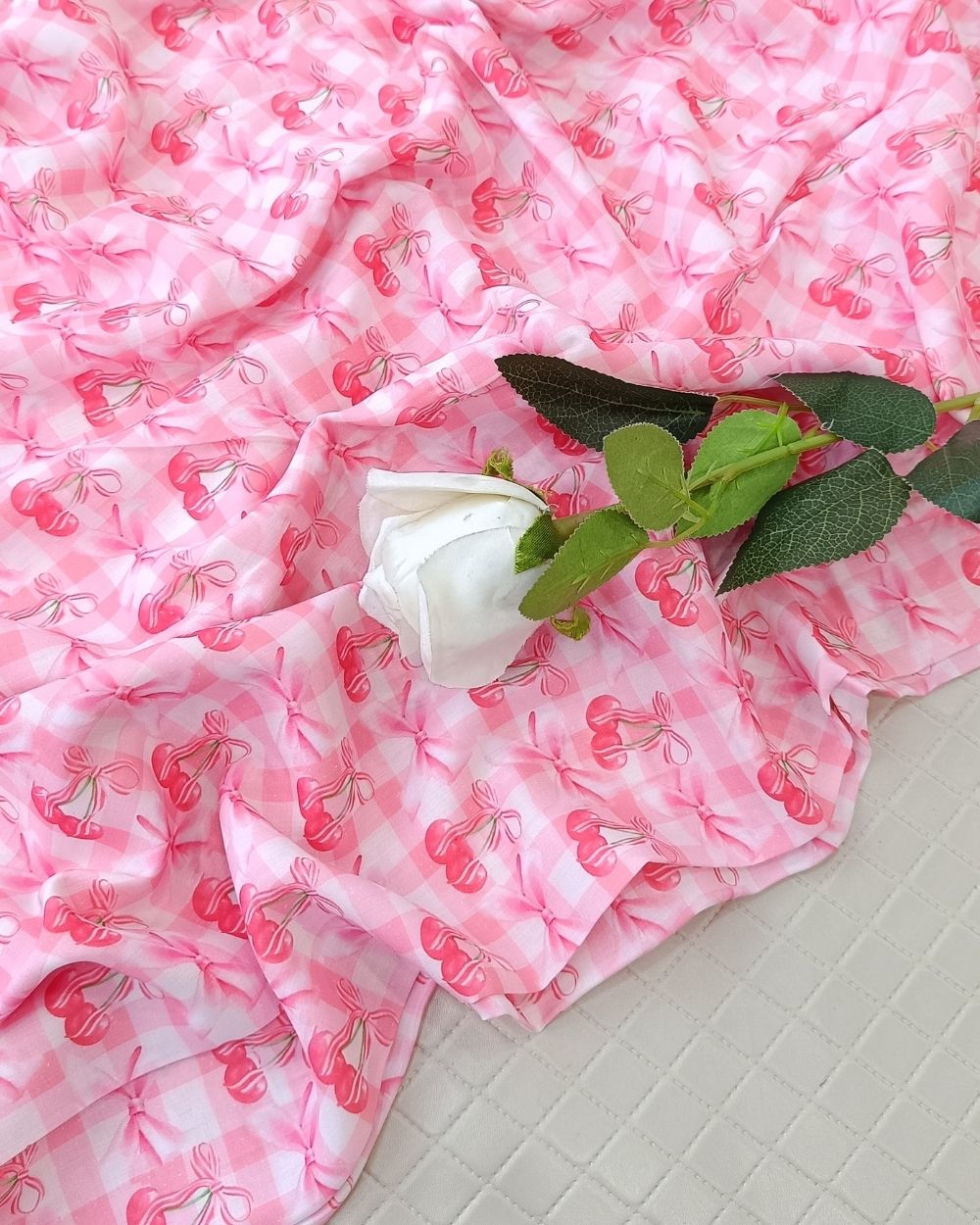 Soft Cotton with Kids Print (Baby/Nursery) Peach Pink Colour 44 Inches Width