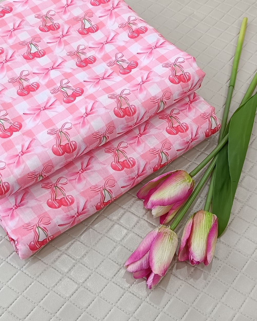 Soft Cotton with Kids Print (Baby/Nursery) Peach Pink Colour 44 Inches Width