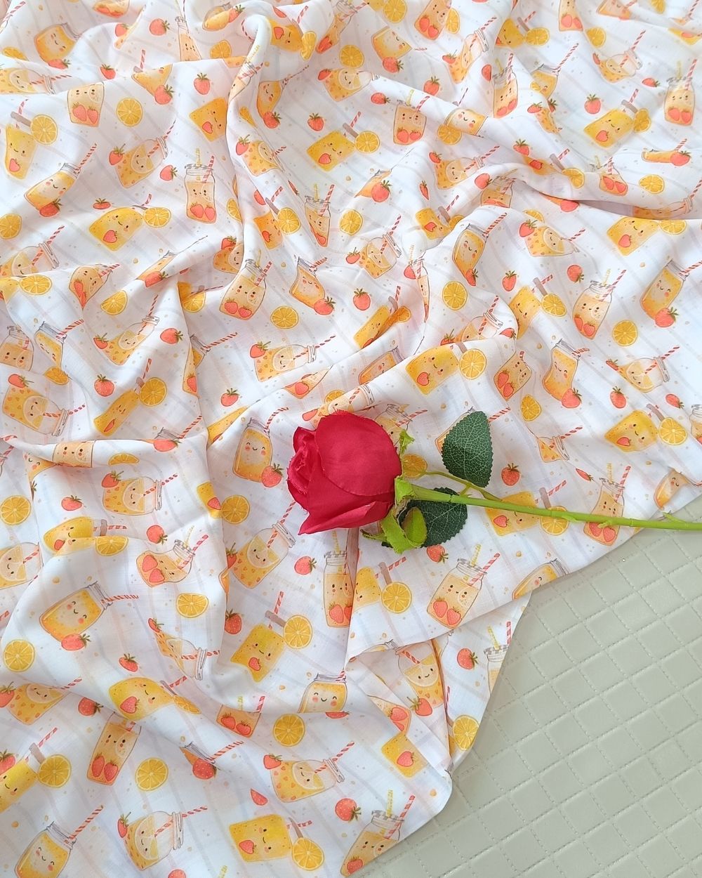 Soft Cotton with Kids Print (Baby/Nursery) White Colour 44 Inches Width