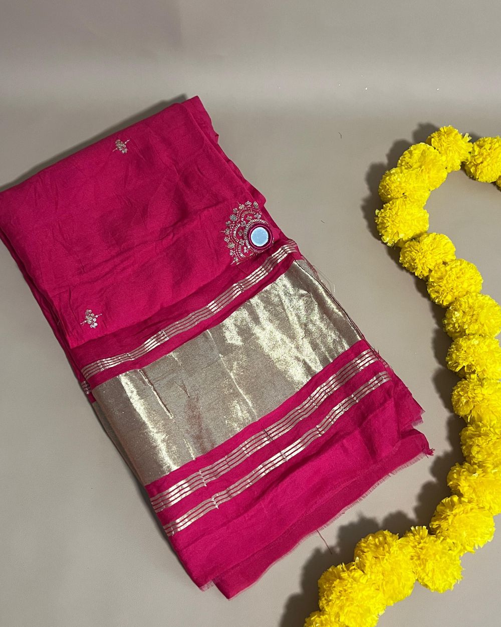 Abla Work Dupatta Cotton Silk Pink Colour 41 Inches Width