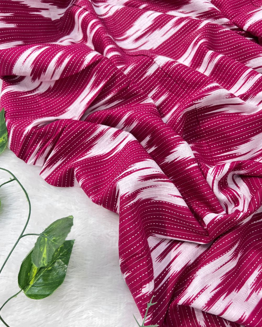 Printed Cotton Kantha Work Dark Pink Colour 42 Inches Width