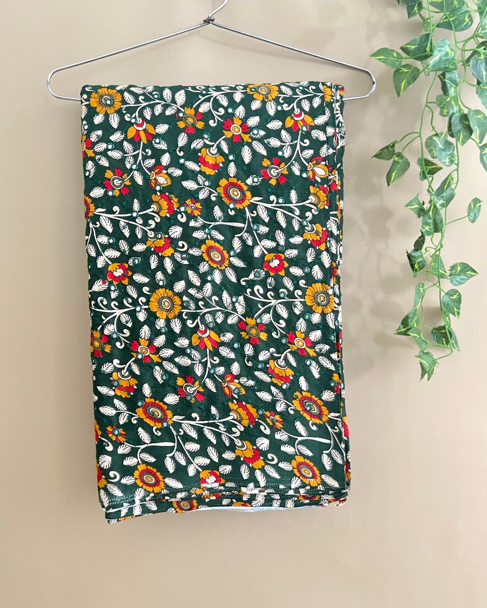 Cotton Abla Work Green Colour 42 Inches Width