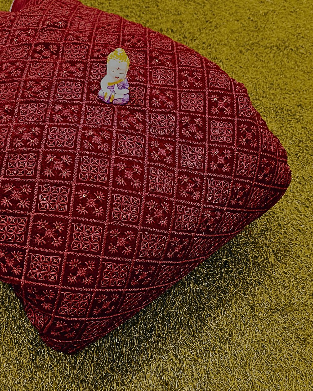 Velvet Work Maroon Colour 42 Inches Width