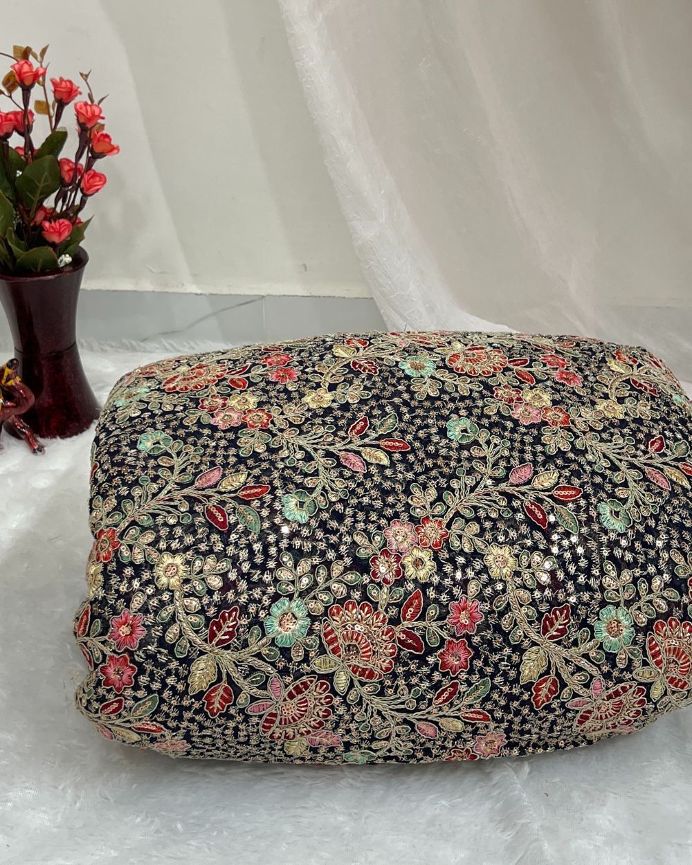 Georgette Work Navy Blue Colour 42 Inches Width