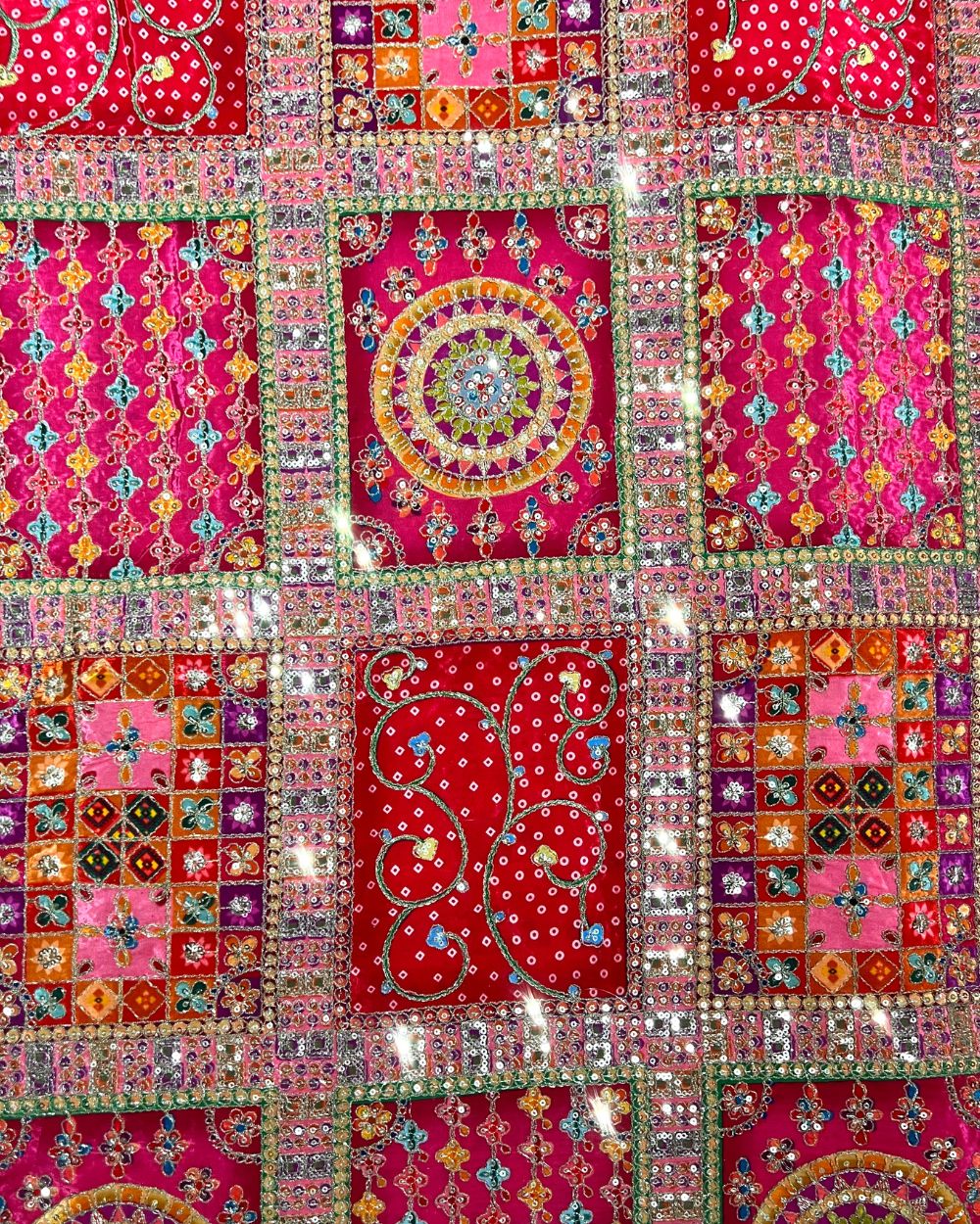 Natural Crepe Work Rani Pink Colour 42 Inches Width