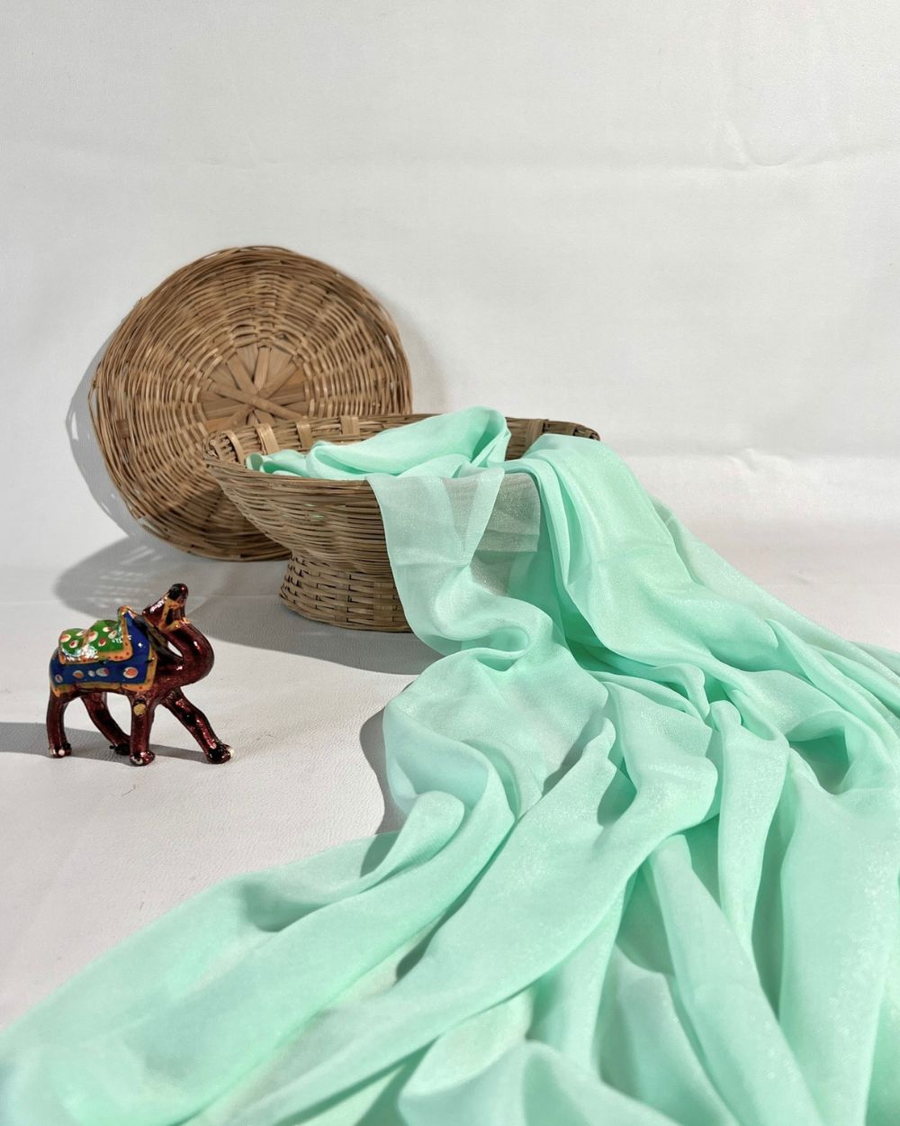 Plain Star Georgette Aqua Marine Colour 44 Inches Width