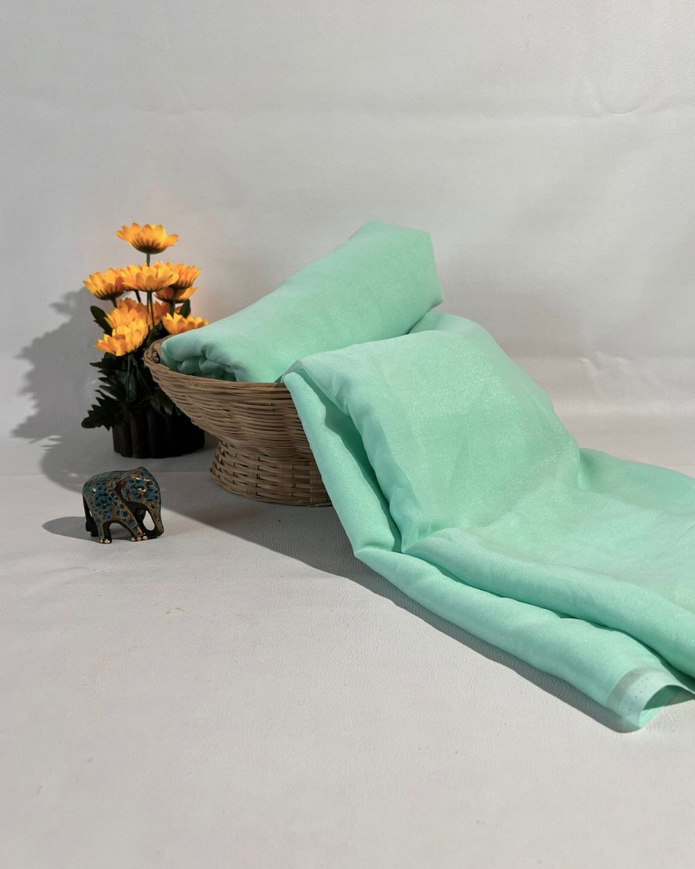 Plain Star Georgette Aqua Marine Colour 44 Inches Width