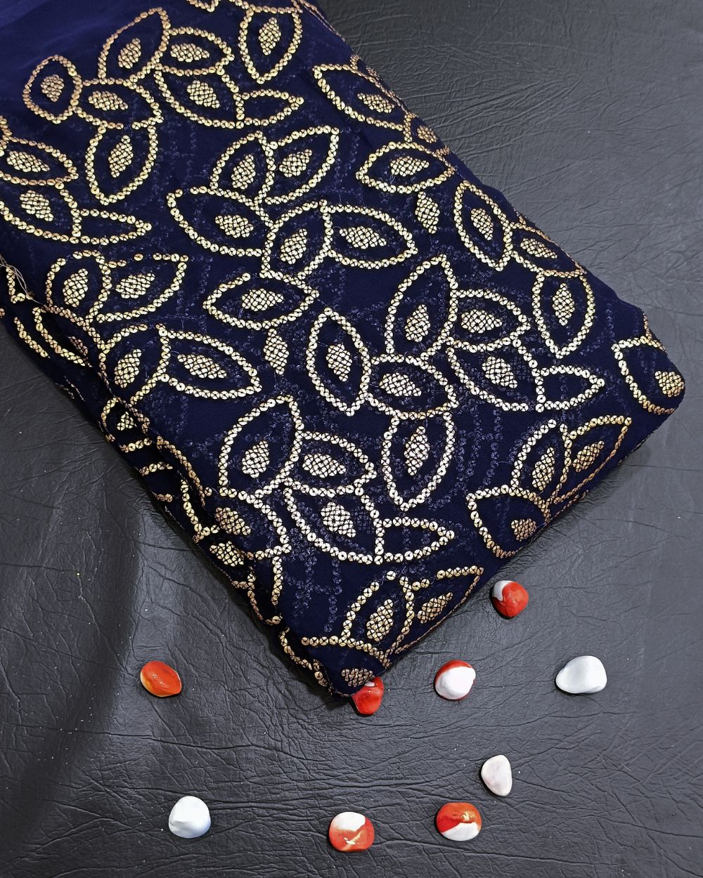 Georgette Work Navy Blue Colour 44 Inches Width