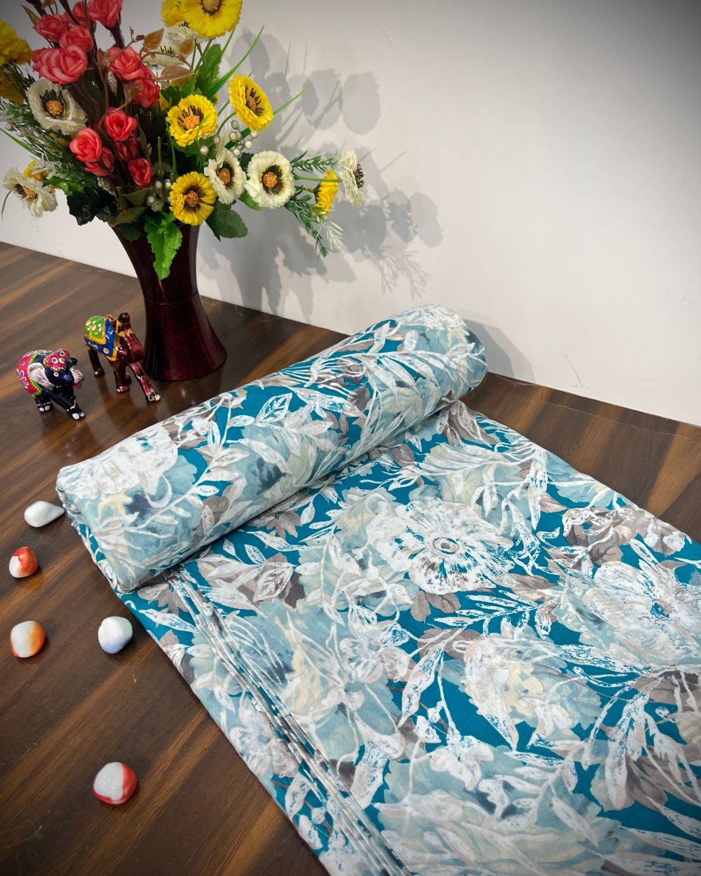 Mal Cotton with Foil Turquoise Colour 42 Inches Width