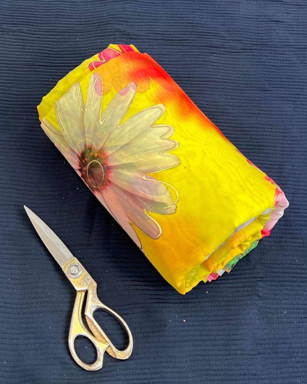 Premium Printed Organza Foil Yellow Colour 43 Inches Width