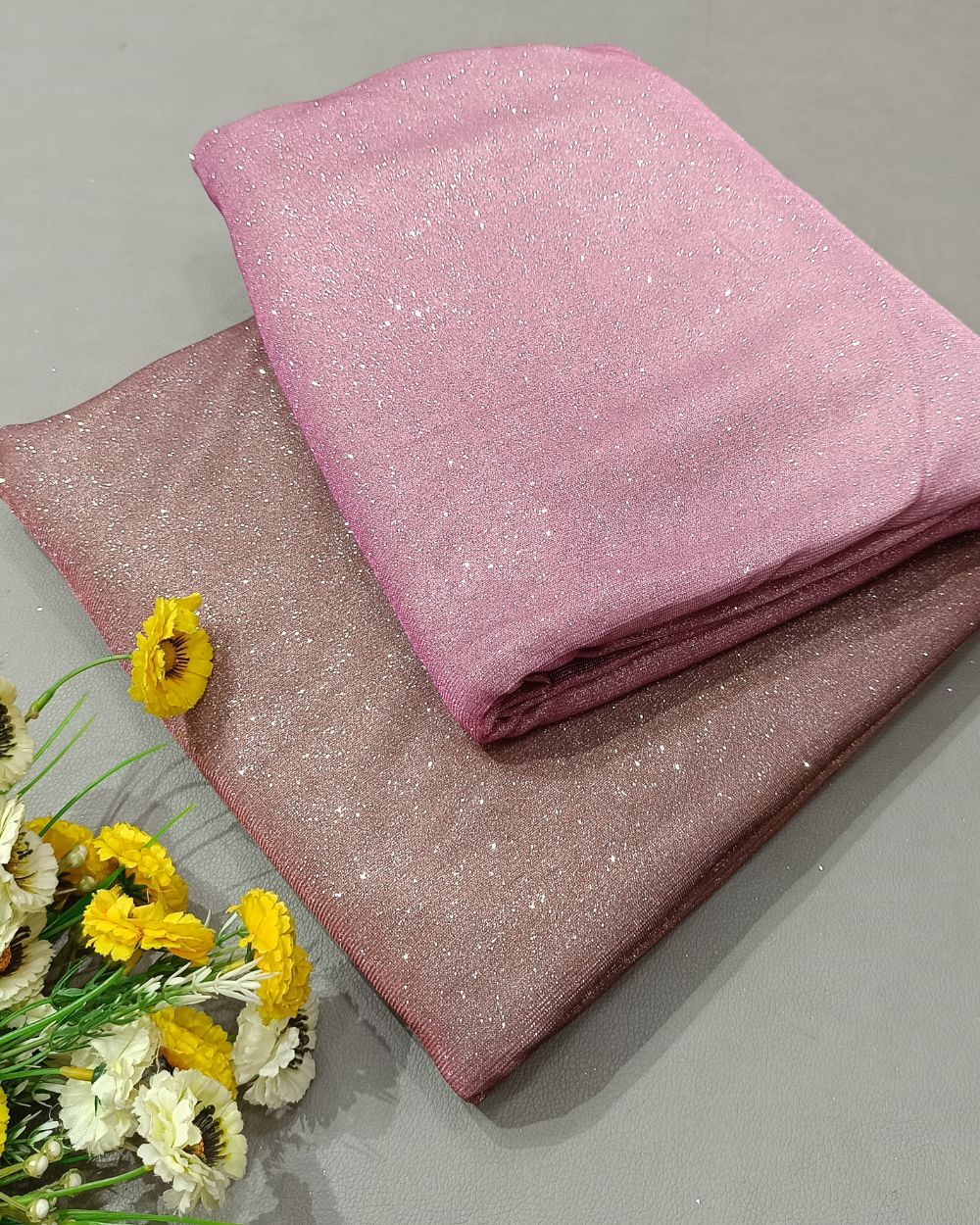 Imported Sparkle Dual Tone Shaded (Pink & Brown) Colour 55 Inches Width