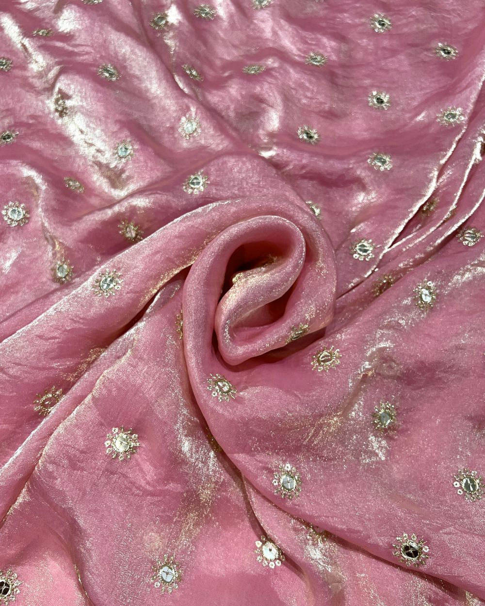 Space Silk Work Flamingo Pink Colour 46 Inches Width