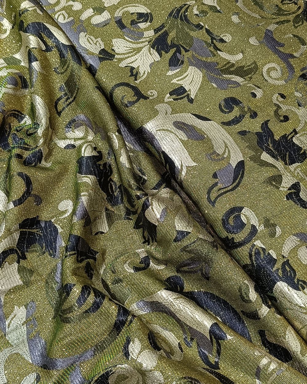 Imported Digital Printed Sparkle Mehandi Green Colour 58 Inches Width