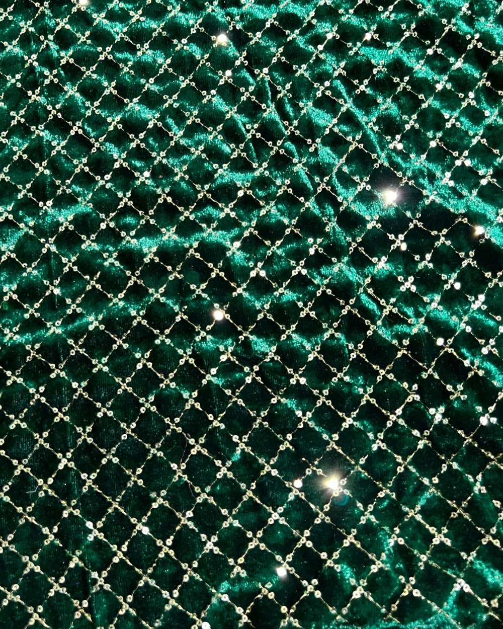 Velvet Work Bottle Green Colour 42 Inches Width