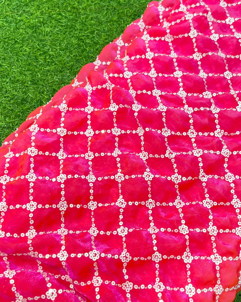 Space Silk Work Pink Colour 42 Inches Width