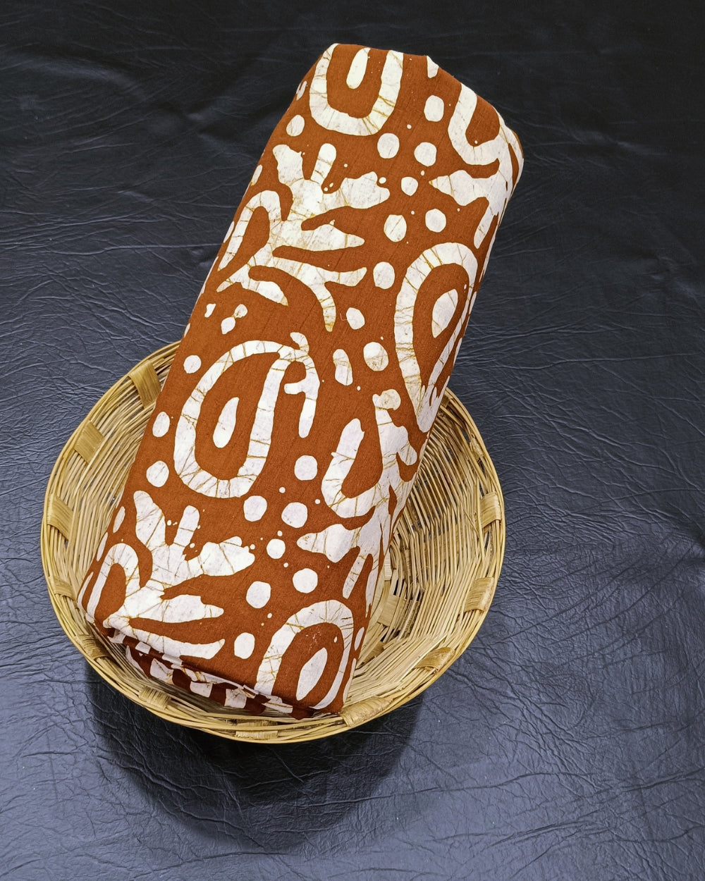 Cotton Hand Blocked Wax Batik Print Brown Colour 40 Inches Width